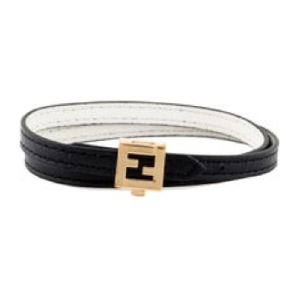 FENDI Leather Wrap Logo Bracelet
